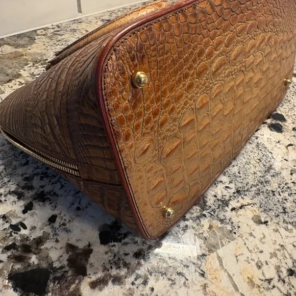 Brahmin Tan Melbourne Collection Croc Embossed Alma Handbag - Picture 11 of 17